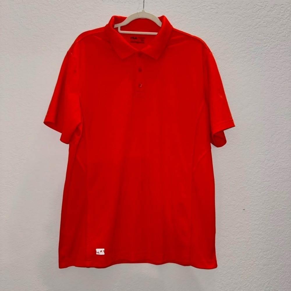 Fila Men's Sz Large Polo Shirt Orange Outdoor Sport Golf Athleisure Casual Smart